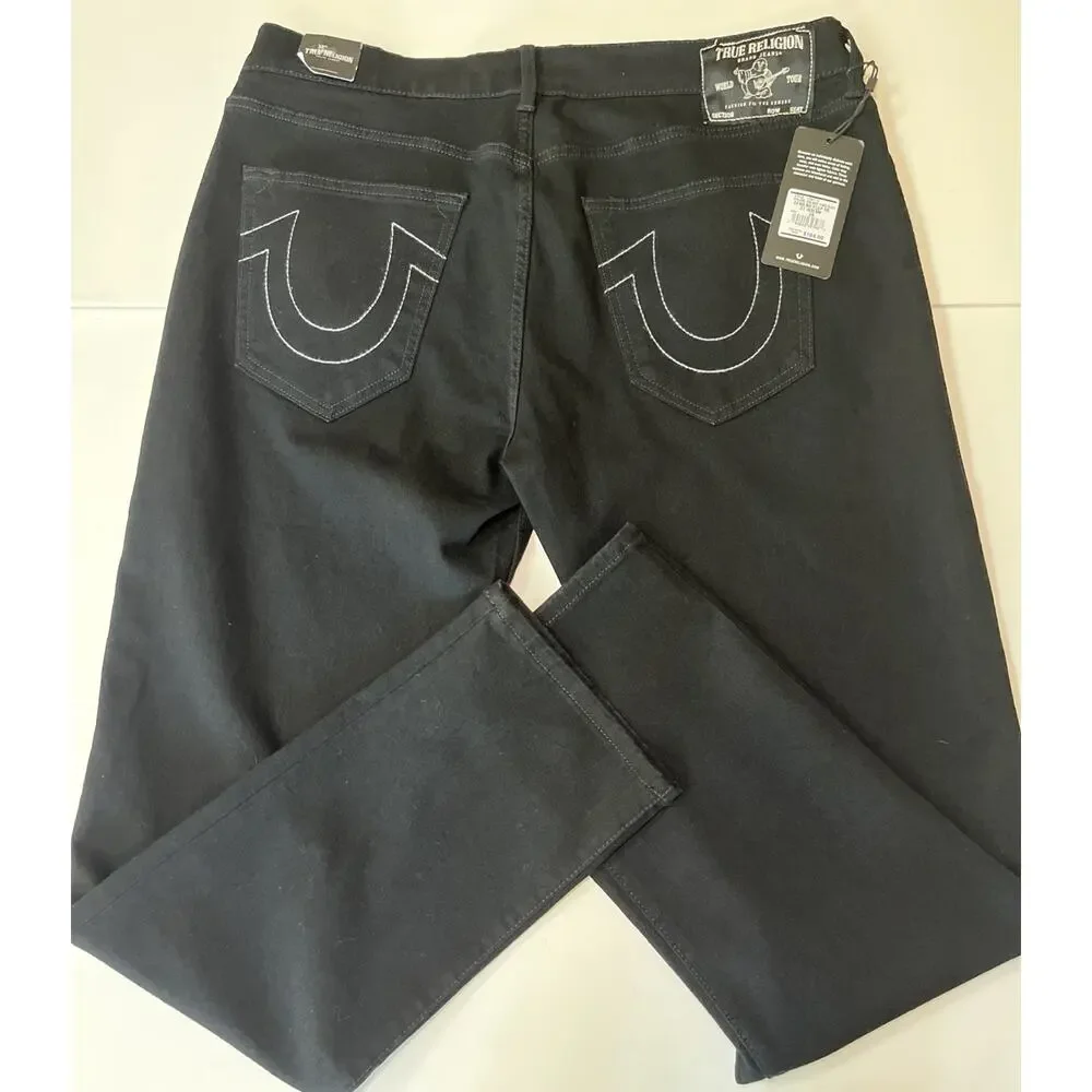 True Religion Jeans Mens 36x32 Geno Relaxed Slim No Flap Black Denim NWT